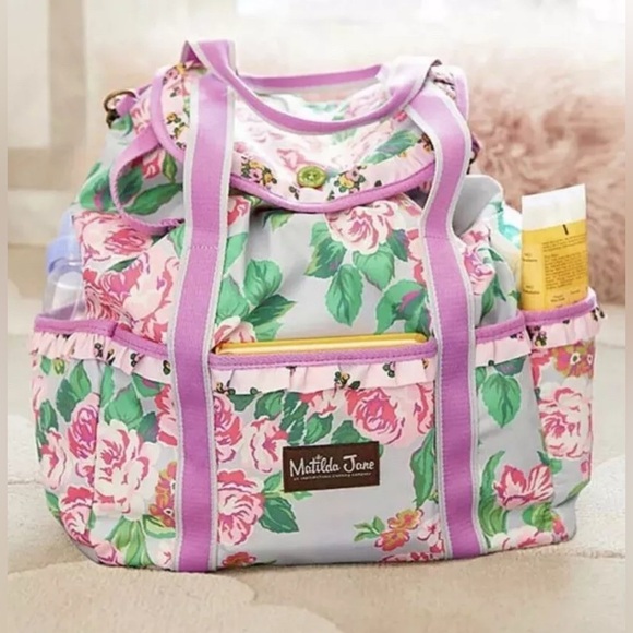 Matilda Jane Carry It All Diaper Bag Backpack Brilliant Daydream Pink Floral - Picture 2 of 14